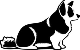 corgi - negro y blanco aislado icono - vector ilustración