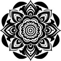 mandala - negro y blanco aislado icono - vector ilustración