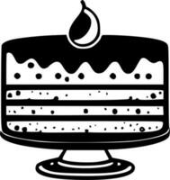 Birthday Cake, Black and White Vector illustration