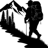 Hiking, Minimalist and Simple Silhouette - Vector illustration