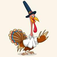 Cartoon turkey bird waving wing. Thanksgiving Day vector