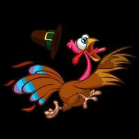 Thanksgiving Turkey Escape Cartoon Character. Vector Illustration Isolated on white