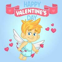 dibujos animados Cupido. S t San Valentín vector tarjeta postal o invitación