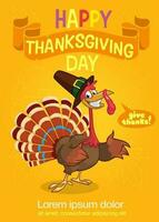 Turkey Bird Cartoon Character. Vector Illustration for Party Invitation