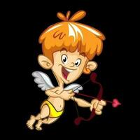 linda dibujos animados Cupido bebé chico personaje con alas participación arco y flechas vector