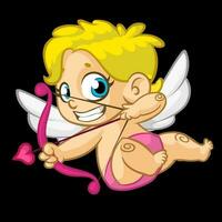 linda dibujos animados Cupido bebé chico personaje con alas participación arco y flechas vector
