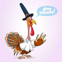 Cartoon illustration of a happy cute thanksgiving turkey. Vector illustration isolated. Design for Thanksgiving Day