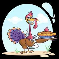 Cartoon illustration of a happy cute thanksgiving turkey. Vector illustration isolated. Design for Thanksgiving Day