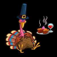 Thanksgiving cartoon turkey character sleeping. Isolated vector illustration clipart