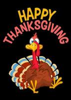 Cartoon happy cute thanksgiving turkey bird. Vector illustration. Design for Thanksgiving Day