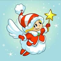 Cartoon  cute Christmas angel. Vector illustration