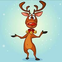 Cartoon Christmas Reindeer with red nose. Vector illustration