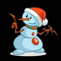 Cartoon snowman Christmas vector illustration