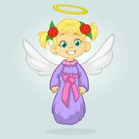 Cartoon cute Christmas angel. Vector illustration