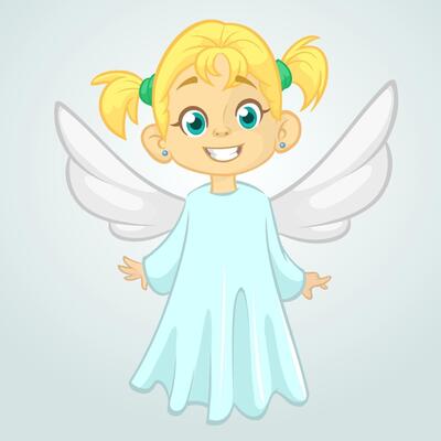 Cartoon cute Christmas angel. Vector illustration