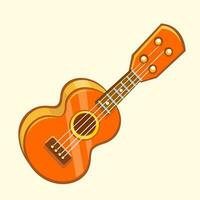 Cartoon Vector Illustration of Acoustic Guitar or ukulele. Cartoon clip art. Musical instrument icon