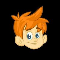 Cartoon small red hair blond boy. Vector illustration of young teenager outlined. Boy head icon