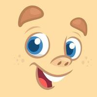 Cute cartoon boy face avatar. Vector illustration of a little kid face avatar. Portrait of a boy smiling