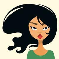 Cartoon beautiful woman girl vector illustration