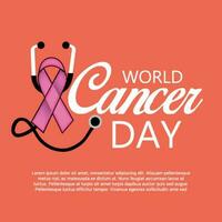 Vector illustration of a Background for World Cancer Day February 4. Colorful Awareness Ribbons blue, red, green, pink and yellow Color for Supporting People Living and illness