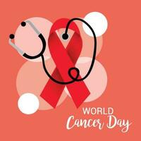 Vector illustration of a Background for World Cancer Day February 4. Colorful Awareness Ribbons blue, red, green, pink and yellow Color for Supporting People Living and illness