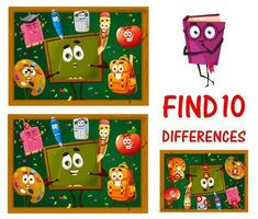 Find differences between funny school characters vector