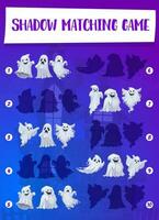 Halloween game of ghost shadow matching template vector