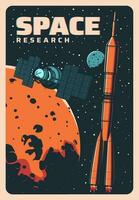 Space rocket and satellite, Mars colonization vector