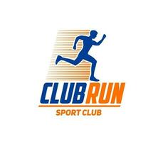 Marathon run sport icon, runner sprinters club vector