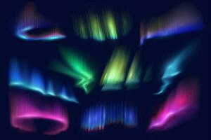 Northern polar lights and aurora borealis glow vector