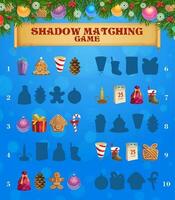 Kids game shadow matching with christmas sweets vector