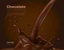 Chocolate or cocoa milk flow with corona splash vector
