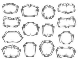 Old parchment scroll, manuscript map frame sketch vector