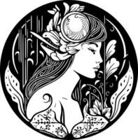 Art Nouveau, Black and White Vector illustration