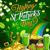 Happy Patricks day, Irish green beer, shamrock vector