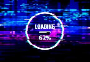 Loading error screen with data glitch effect vector