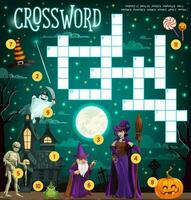 Halloween crossword grid puzzle game for kids vector