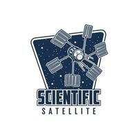 científico espacio satélite retro vector icono