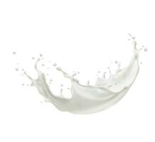 Milk realistic wave swirl splash and splatters vector