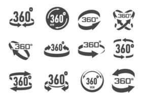 360 degrees virtual camera rotate icons, panorama vector