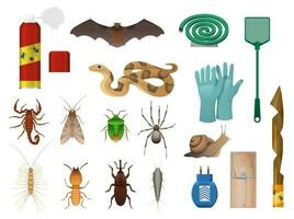 Agricultural pests and insects control icons set vector