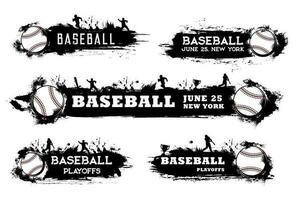 Baseball playoff banner, softball sport tournament vector