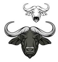 búfalo toro cabeza icono, salvaje animal mascota vector
