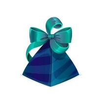 Gift box or present case with blue green bow tie vector