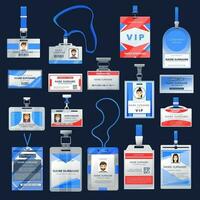 ID card or badge mockups, identification name tags vector