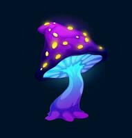 Fantasy magic purple mushroom with yellow growths vector