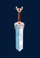 Magical cartoon dwarf broadsword with bone handle vector