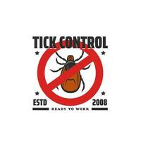 Tick control, dangerous parasite insects warning vector