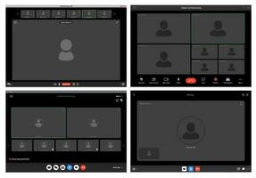 Videocall interface screen template, web chat ui vector