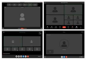 Videocall interface screen template, web chat ui vector